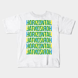 Horizontal Typography Stack (Blue Yellow Green) Kids T-Shirt